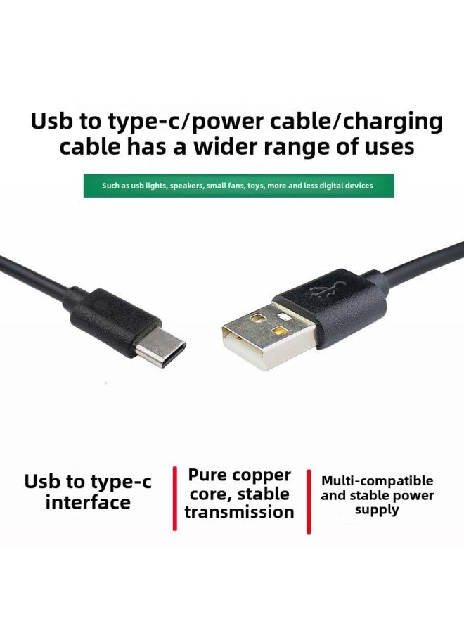 Type-C Data Cable V8 Is Suitable For Huawei USB Fast Charging Mobile Phone 2A Bluetooth Headset Small Fan Charging Cable-Color:Type-c 80cm 2a National Standard Copper Black - Image 3